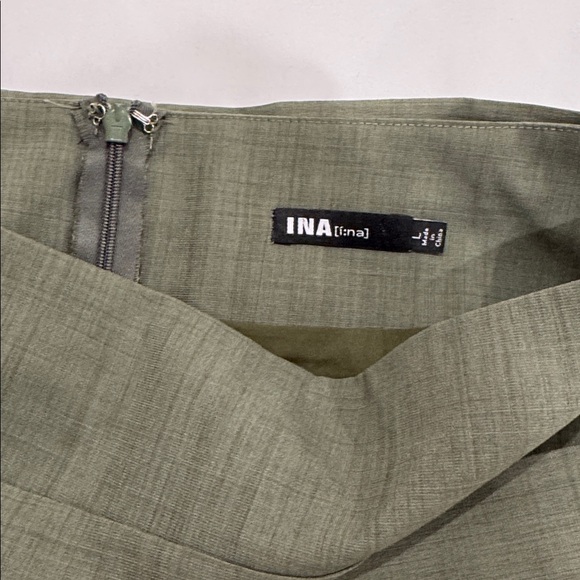 Ina Asymmetrical Olive Skirt with Fringe size L - Picture 3 of 3